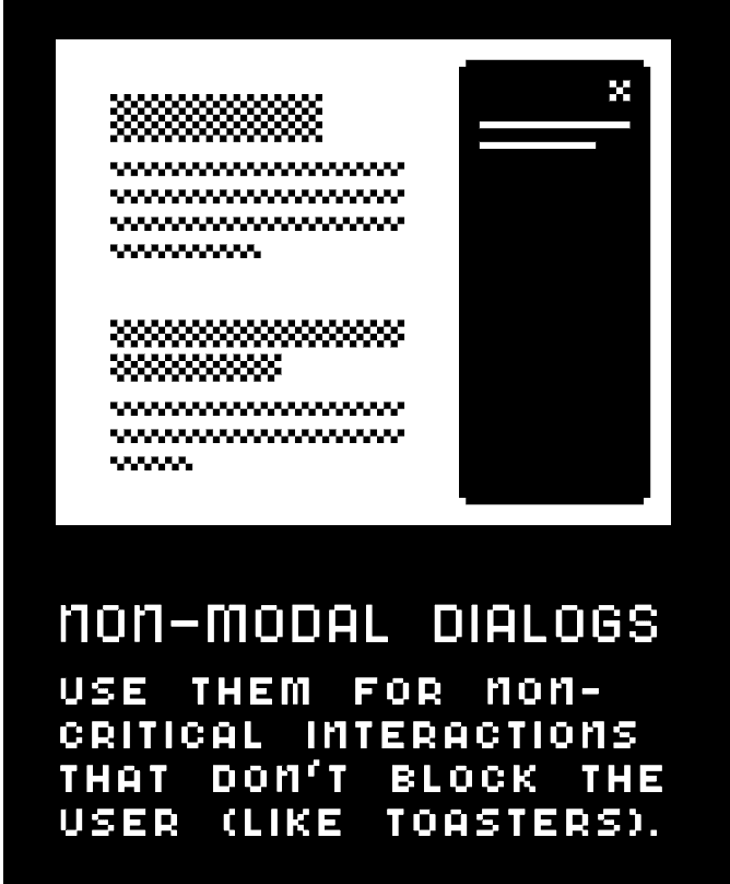Non-modal dailog from Modalz - https://modalzmodalzmodalz.com/